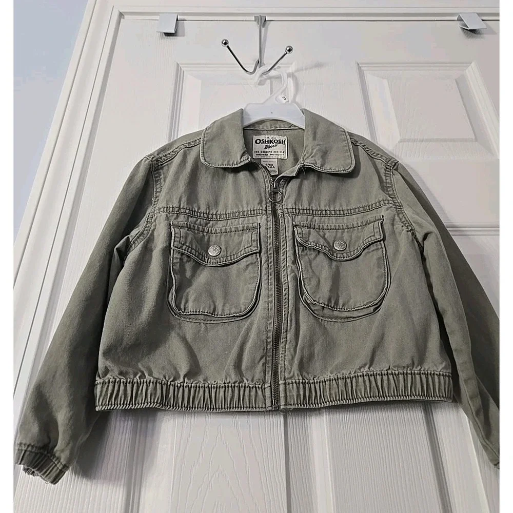 OshKosh B'gosh Light Rinse Green‎ Cotton Denim Jacket size 6 /6X Girls Boomer